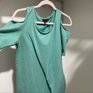 Mint green cold shoulder blouse